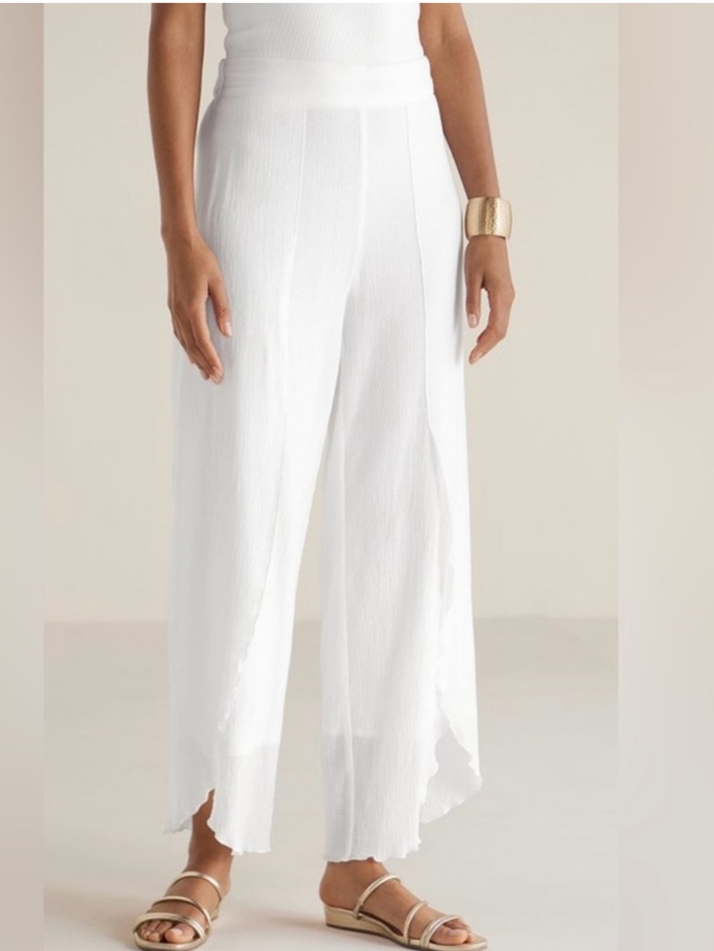 Soft Surroundings cream Siesta Key Wide-Leg Pants
